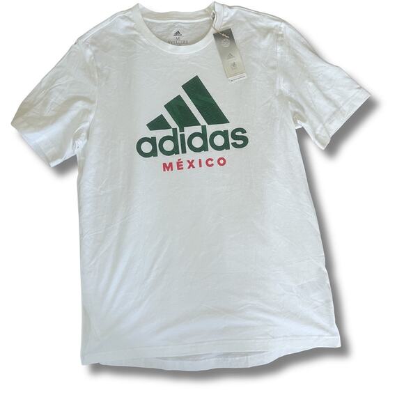 adidas Other - Adidas T-Shirt Mens Size M White Green Short Sleeve Large Logo Print Sportswear